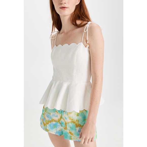 Zimmermann 'Tiggy' White Linen Scallop Top Size 0 - Picture 1 of 4